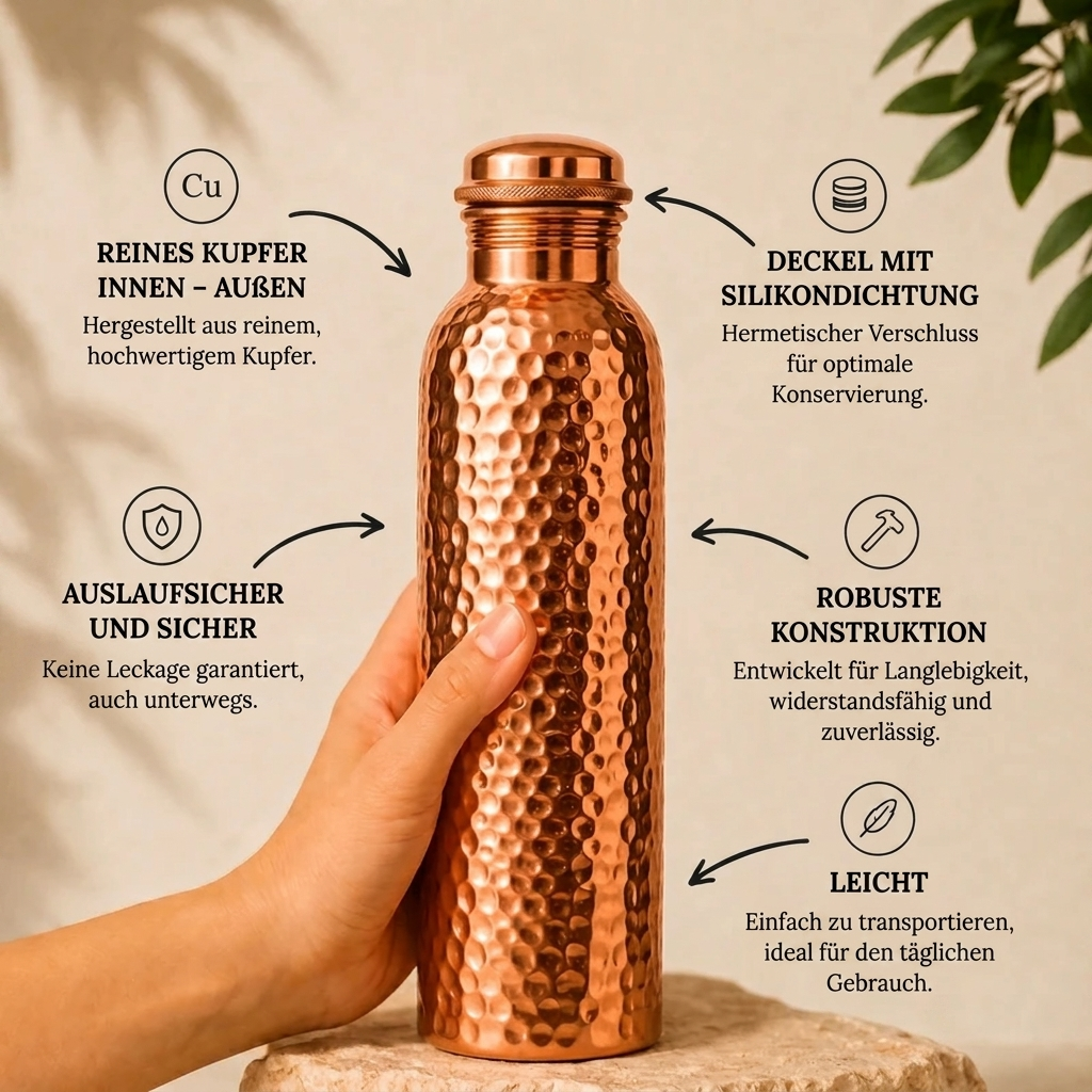 Kupferflasche – MyTamra™ | Natürlich gereinigtes Wasser, ohne Plastik