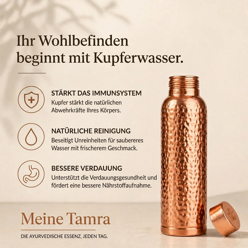 Kupferflasche – MyTamra™ | Natürlich gereinigtes Wasser, ohne Plastik