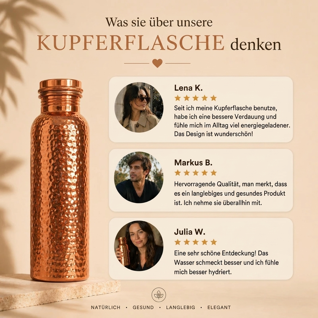 Kupferflasche – MyTamra™ | Natürlich gereinigtes Wasser, ohne Plastik